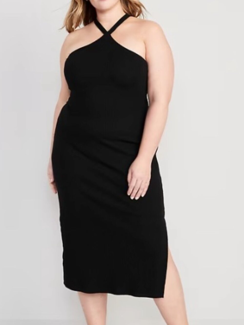 Old Navy NWOT Ribbed Halter Midi Dress Black Size 4X